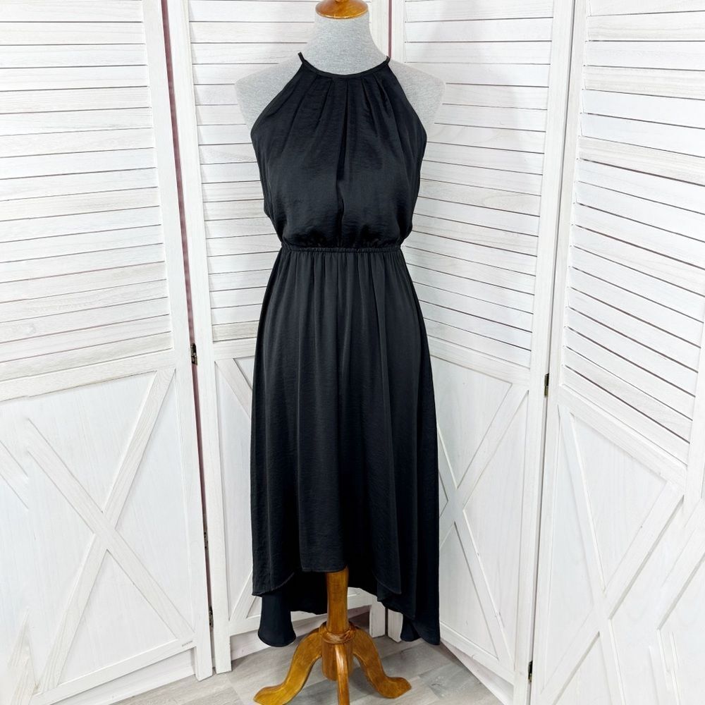 Apt. 9 High Low Halter Tie Neck Midi Maxi Dress Black Small Sleeveless Tencel